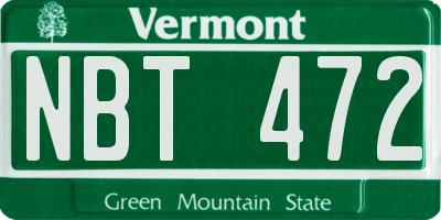 VT license plate NBT472