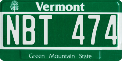 VT license plate NBT474