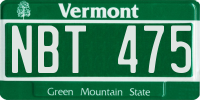 VT license plate NBT475