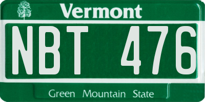 VT license plate NBT476