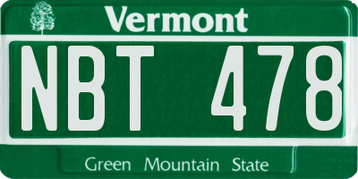 VT license plate NBT478