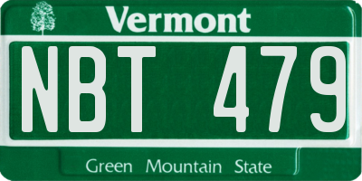 VT license plate NBT479
