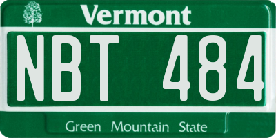 VT license plate NBT484