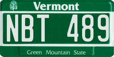 VT license plate NBT489