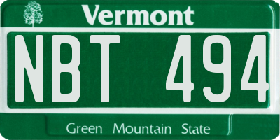 VT license plate NBT494