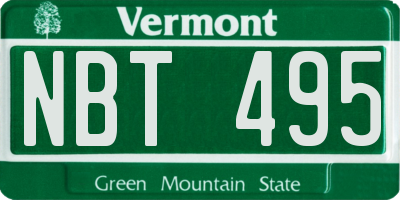 VT license plate NBT495