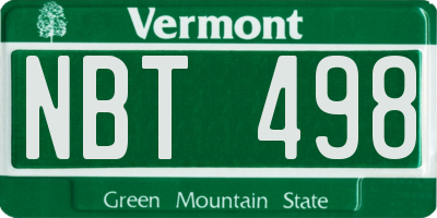 VT license plate NBT498
