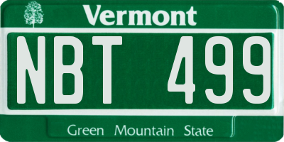 VT license plate NBT499