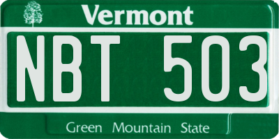 VT license plate NBT503
