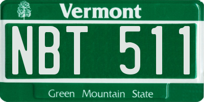 VT license plate NBT511