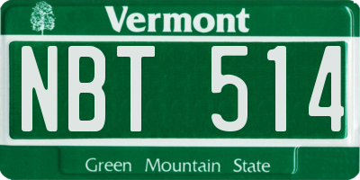 VT license plate NBT514