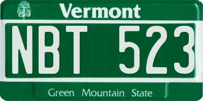 VT license plate NBT523
