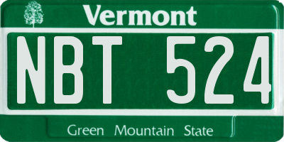 VT license plate NBT524