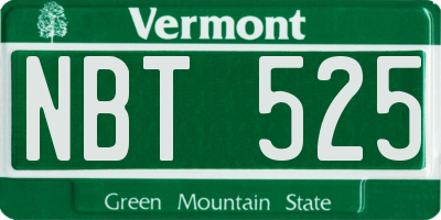 VT license plate NBT525