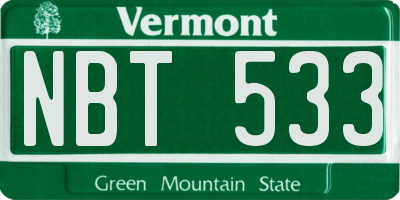 VT license plate NBT533