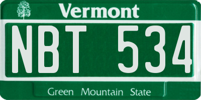 VT license plate NBT534