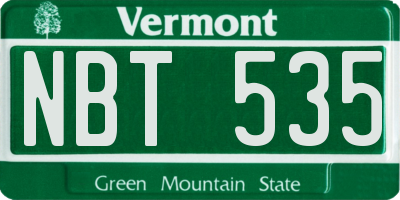 VT license plate NBT535