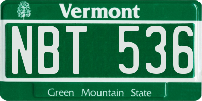 VT license plate NBT536