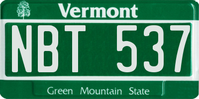 VT license plate NBT537