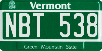 VT license plate NBT538