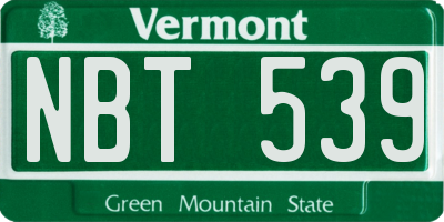 VT license plate NBT539