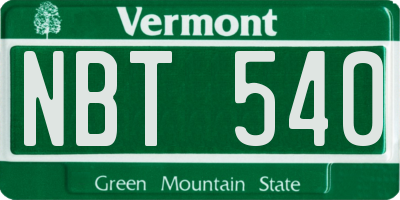 VT license plate NBT540