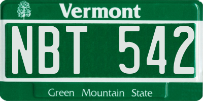 VT license plate NBT542