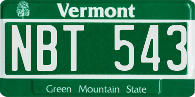 VT license plate NBT543