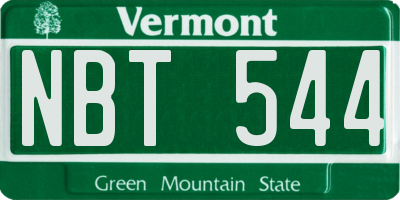 VT license plate NBT544