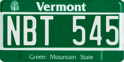 VT license plate NBT545