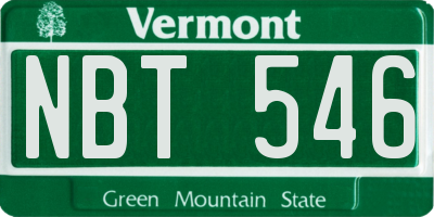 VT license plate NBT546