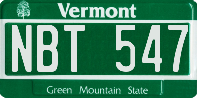 VT license plate NBT547