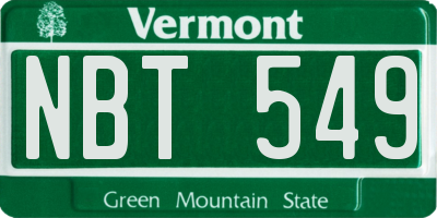 VT license plate NBT549