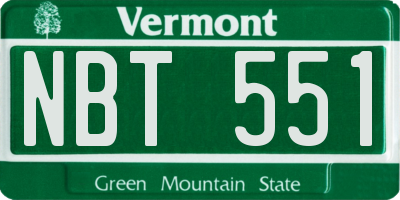 VT license plate NBT551