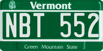 VT license plate NBT552