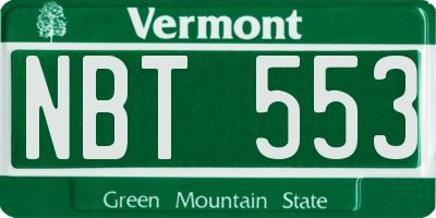 VT license plate NBT553