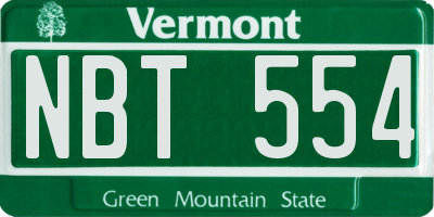 VT license plate NBT554