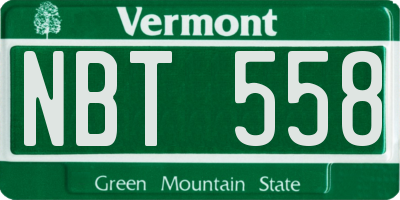 VT license plate NBT558