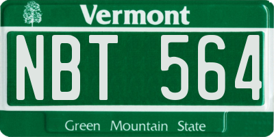 VT license plate NBT564