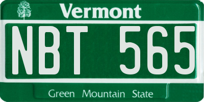 VT license plate NBT565