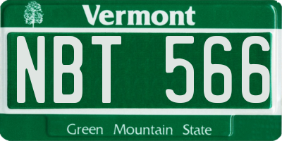 VT license plate NBT566