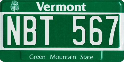 VT license plate NBT567