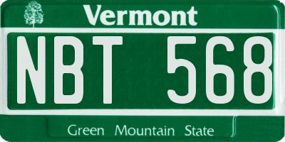 VT license plate NBT568