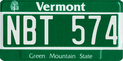 VT license plate NBT574