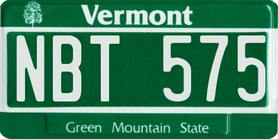 VT license plate NBT575