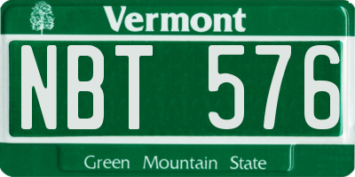 VT license plate NBT576