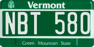 VT license plate NBT580