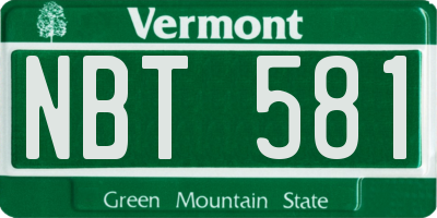 VT license plate NBT581