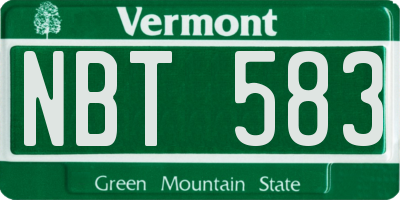 VT license plate NBT583