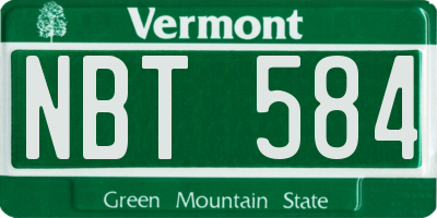 VT license plate NBT584